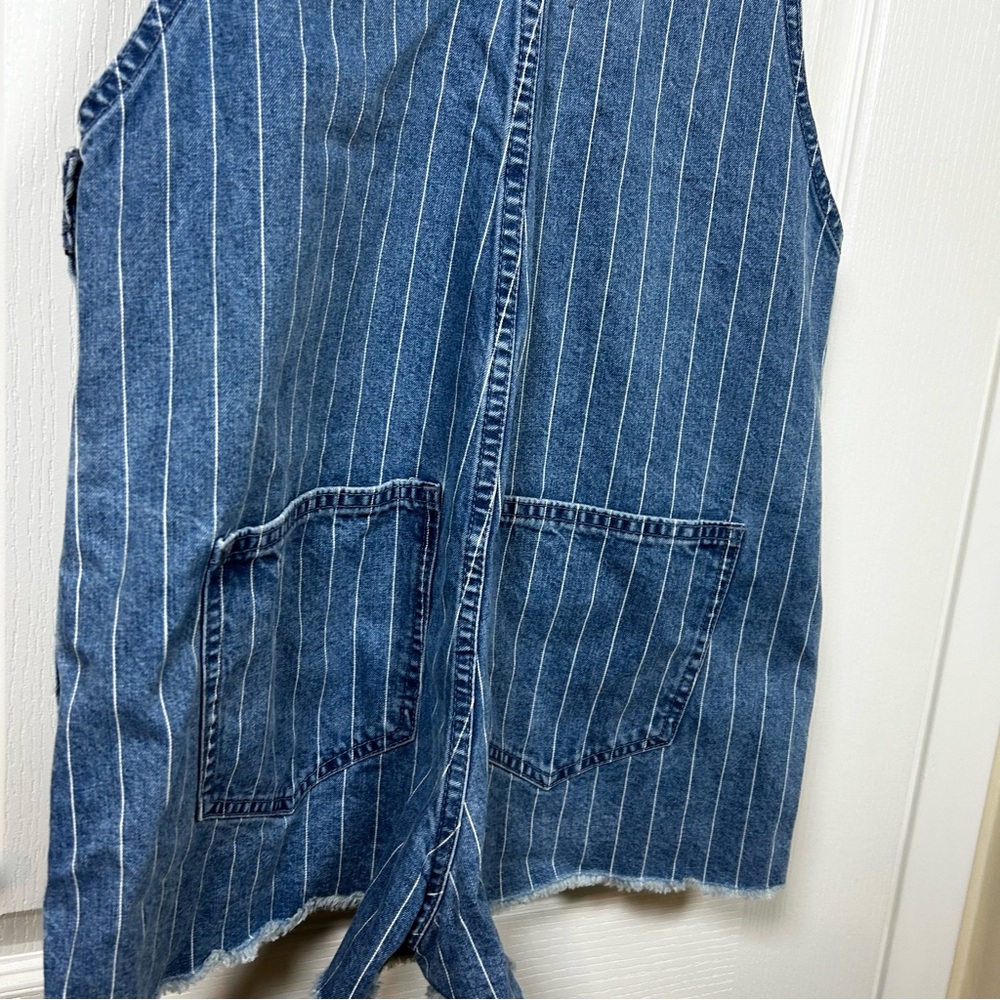 Madewell Pinyon Short Overalls in Pinstripe Small Denim - Picture 6 of 10